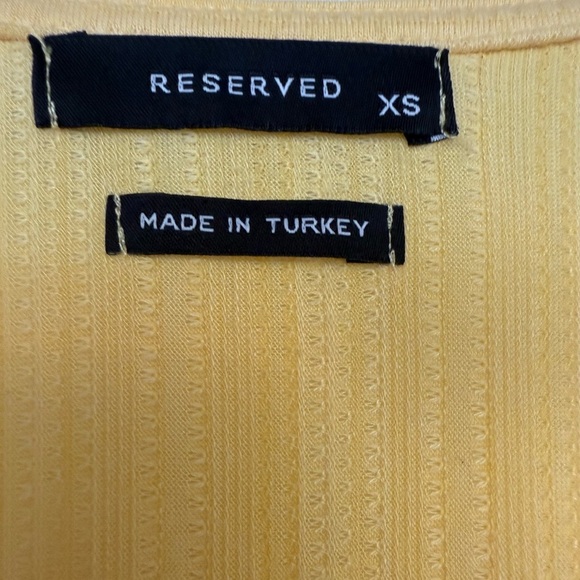 Reserved spring Yellow faux‎ Wrap Dress XS V neck flutter sleeve - Picture 5 of 13